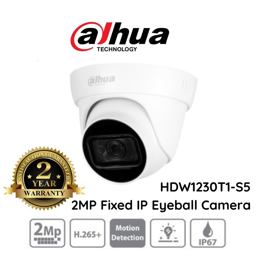 [Mã ELHAMS5 giảm 6% đơn 300K] CAMERA IP DOME DAHUA DH-IPC-HDW1230T1-S5 ,POE,CHUẨN NÉN H265 , ONVIF2.4,CHỐNG NƯỚC IP67