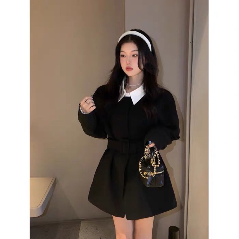 TKLIHN Set váy DẠ tiểu thư ULZZANG mix Áo sơ mi hot trend 2022