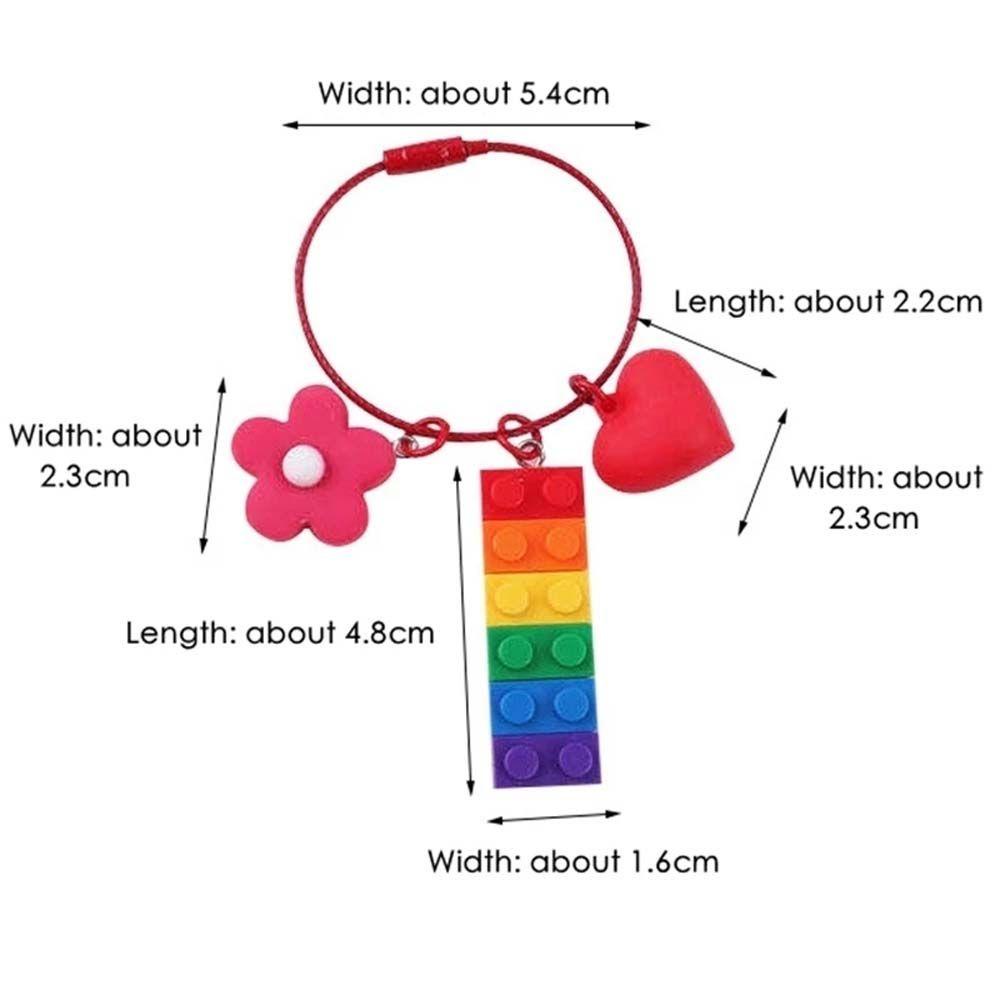 Móc Khóa Hình Khối Lắp Ráp Màu Cầu Vồng Dễ Thương