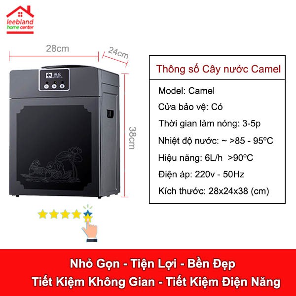 Cây nước nóng úp bình Camel HC80KM Cửa nhựa ABS bảo vệ Máy nước nóng mini để bàn sử dụng bình úp - home center leebland