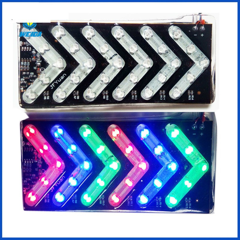 Đèn led xi nhan, led mũi tên nháy đuổi đa sắc.