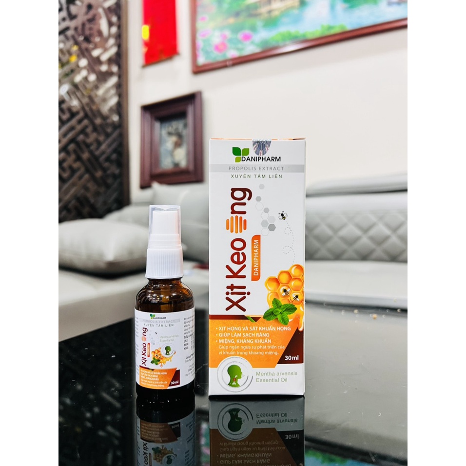 Xịt họng keo ong Danipharm, làm sạch răng miệng, kháng khuân, ngừa virut lọ 30ml