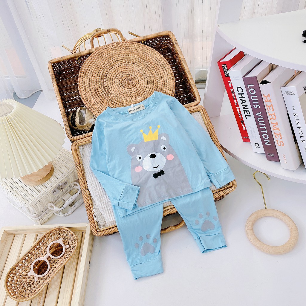 Bộ Dài Tay Cho Bé Trai, Bé Gái Minky Mom Chất Thun Lạnh Size Đại In Hình Đáng Yêu, Bộ Quần Áo Cho Bé Mặc Nhà - BDD1