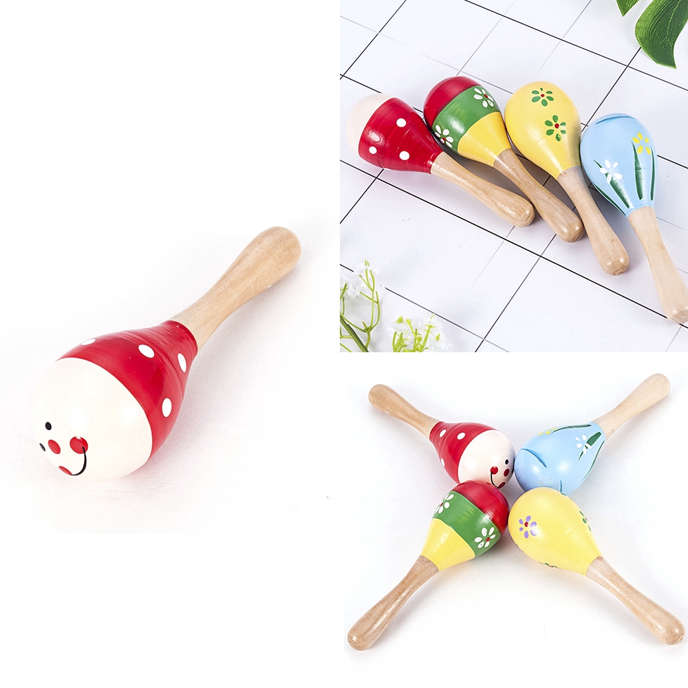 Đồ chơi lục lạc cầm tay Maraca bằng gỗ nhiều màu sắc dành cho bé