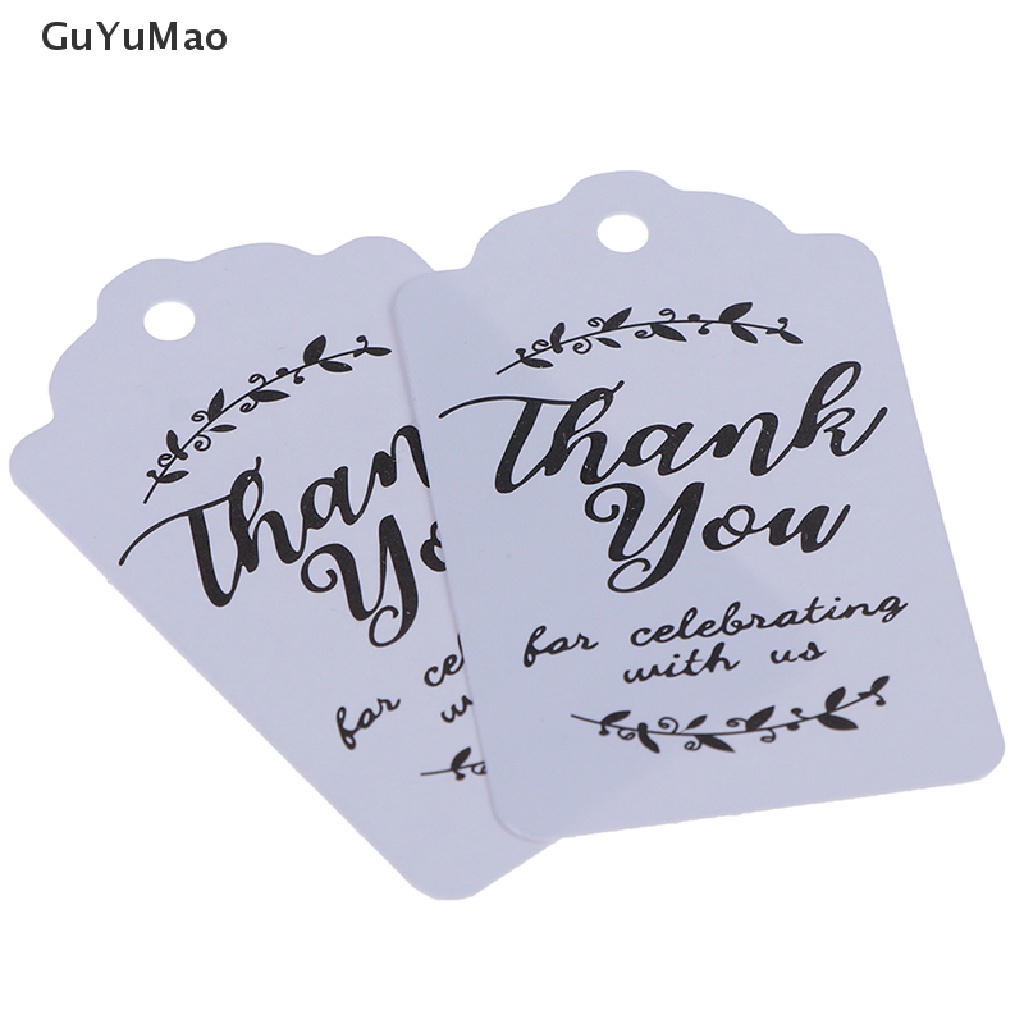 Set 100 Thẻ Giấy In Chữ Thank You Dùng Để Trang Trí Quà Tặng
