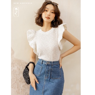 Olv - áo jacquard blouse in cream