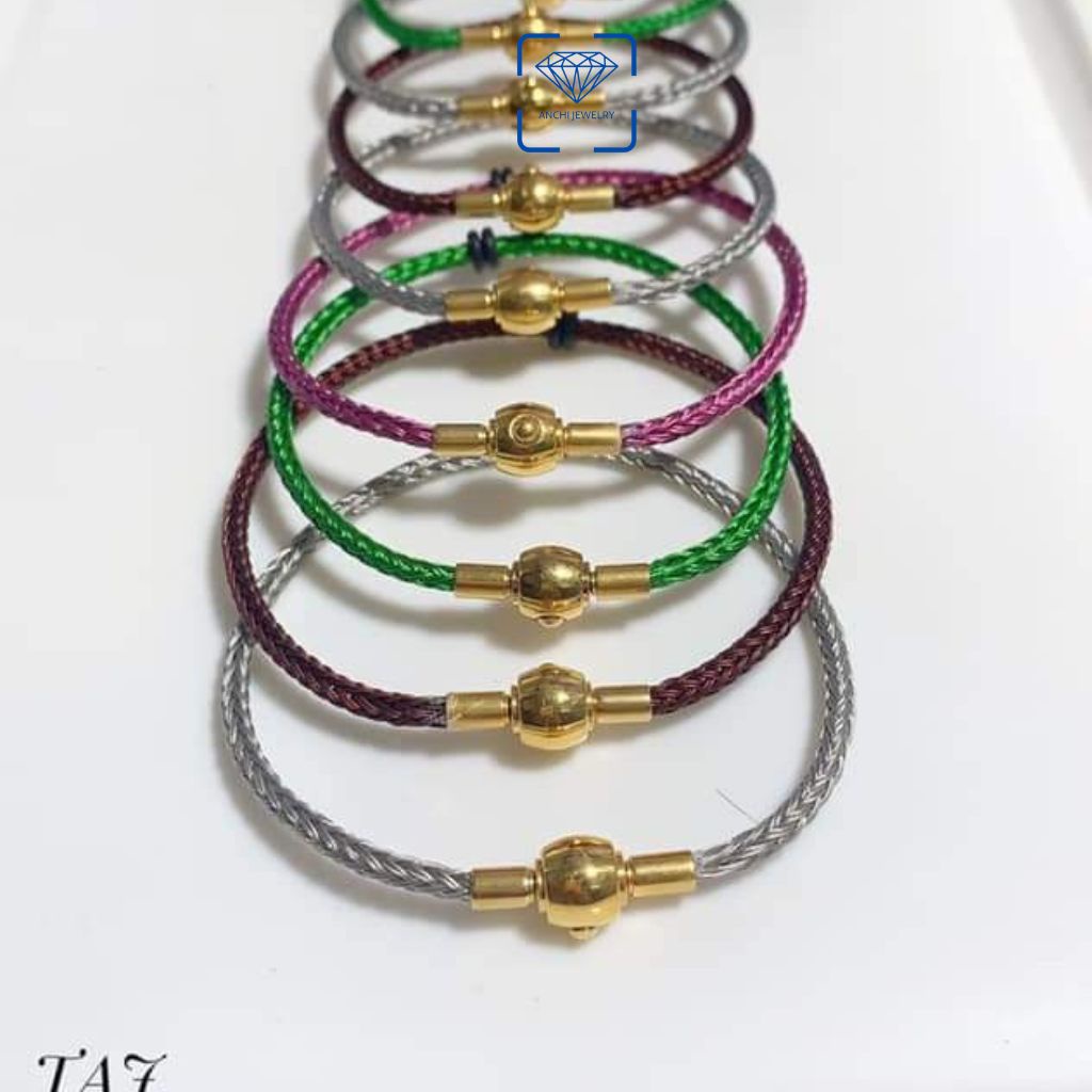 Vòng tay dây cáp đeo lu thống / charm phong thủy - khóa trái tim , Anchi jewelry