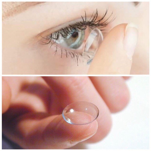 Lens trong suốt, Kính áp tròng trong suốt CLEAR  LENS, Lens cận trong suốt đủ độ đến 8, giãn nhẹ 14.0.