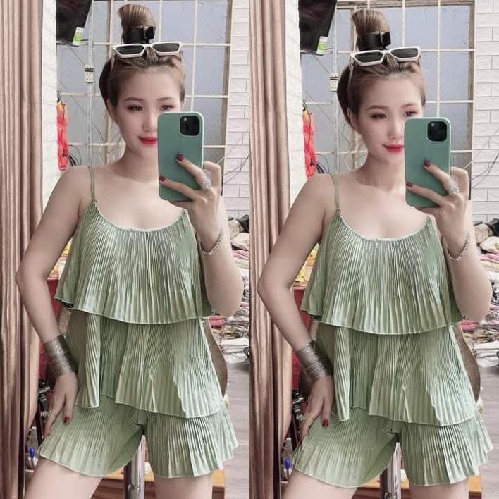 SÉT ĐỒ BỘ NỮ XẾP LI 2 TẦNG DUYÊN DÁNG PHONG CÁCH QUYỄN RŨ GỢI CẢM HÀNG MỚI