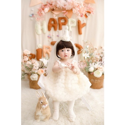 Váy 2s hoa hồng cho bé