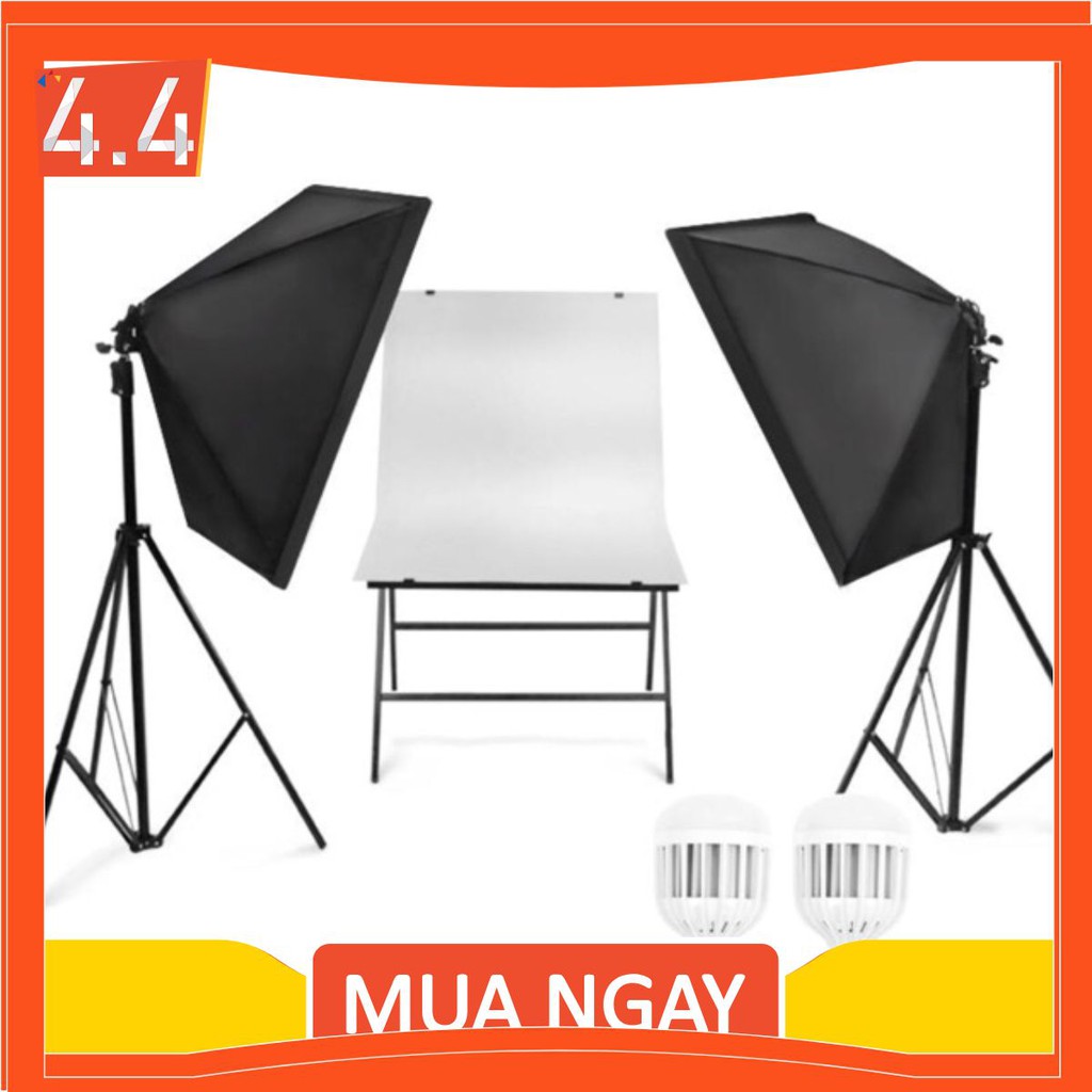 {DECOR chụp ảnh} Bộ đèn studio kèm softbox 50x70 có chân đèn, hỗ trợ hắt sáng chụp ảnh sản phẩm