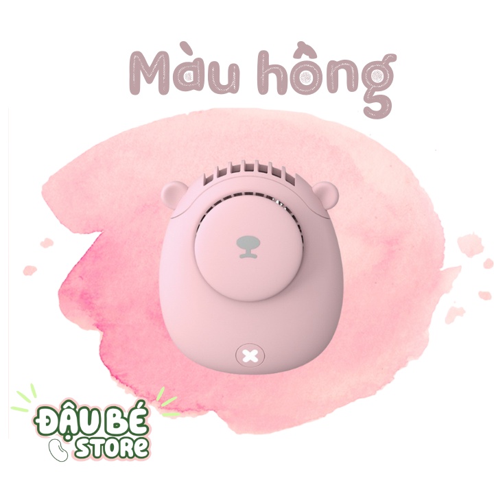 Quạt Mini Tích Điện Đeo Cổ Cầm Tay - Quạt Đeo Cổ Xinh Xắn Nhỏ Gọn Hình Gấu Đầu Usb - Daube - Gd002