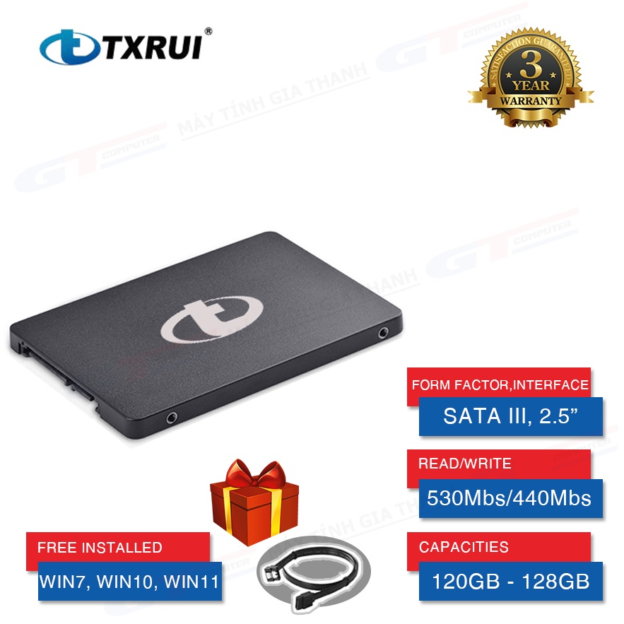 Ổ Cứng SSD 120GB | 128GB TXRUI 2.5inch Sata III 6Gb/s Tốc Độ 530/440Mbs - BH 3 Năm Đổi Mới