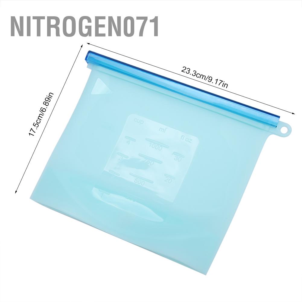 Nitrogen071 Con dấu có thể tái sử dụng 1000ml Hộp đựng thực phẩm bằng silicone Tủ lạnh Trái cây thịt Túi bảo quản sữa
