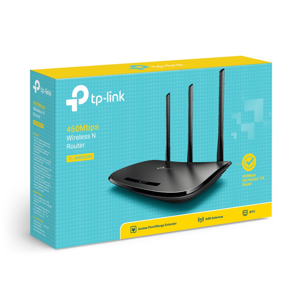 Bộ phát wifi 3 râu Tplink 940N, Router Wi-Fi Chuẩn N Tốc Độ 450Mbps, hàng chính hãng, bảo hành 24 tháng