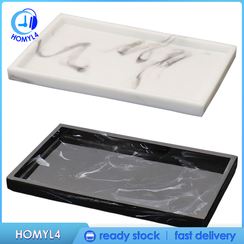 [CAMILA]1x Bathroom Tank Tray Nordic Marble Print Resin Bathtub Serving Tray Dresser Rectangular Organizer for Soap Perfume Cosmetic