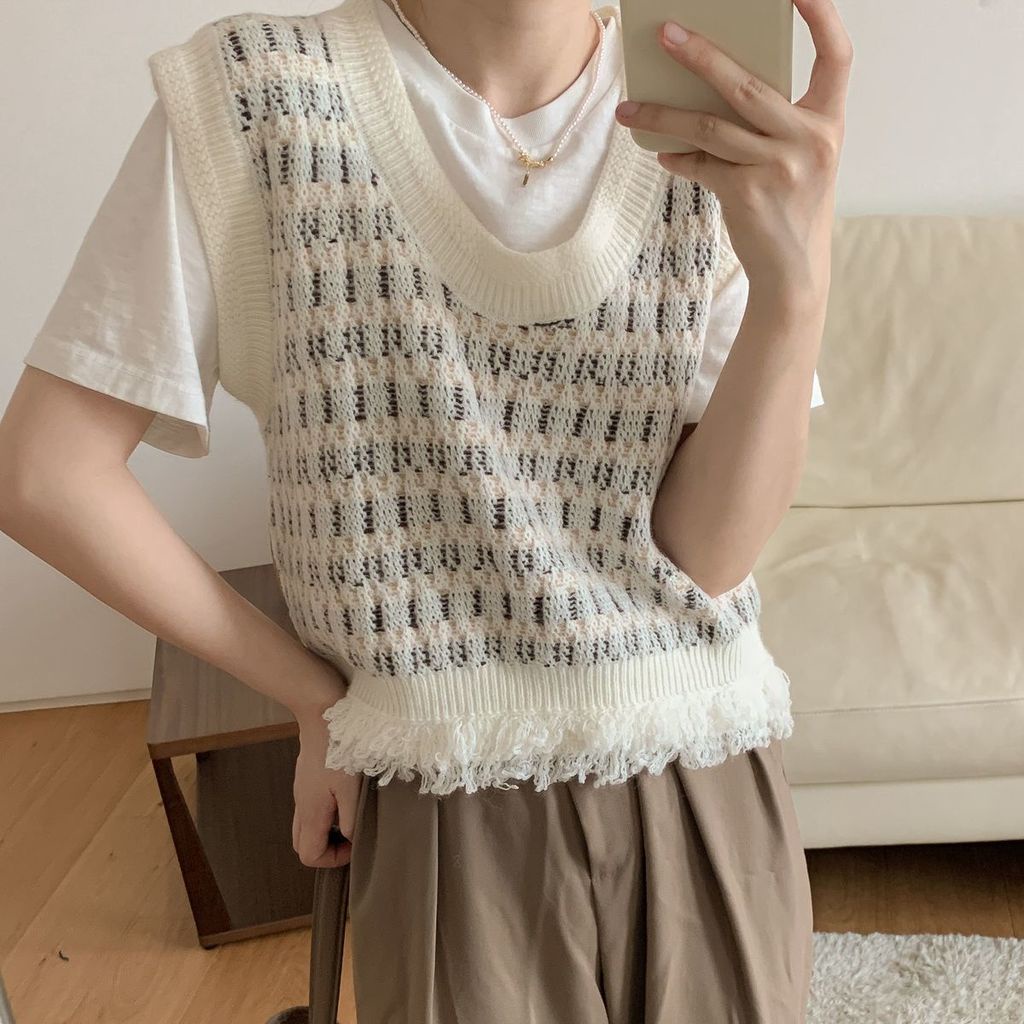 Áo Khoác Len Không Tay Dáng Rộng Thời Trang Dành Cho Nữ