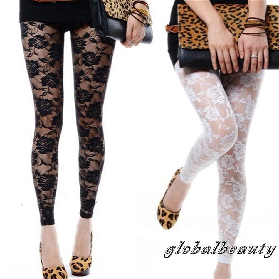 Quần legging nữ ren hoa hồng thời trang gợi cảm