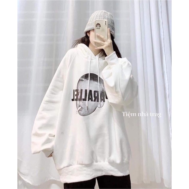 (Ảnh Thật) Áo Hoodie Nam Nữ In Hình Cậu Bé Kèm Chữ form rộng unisex Cực Chất 2 màu Đen Trắng