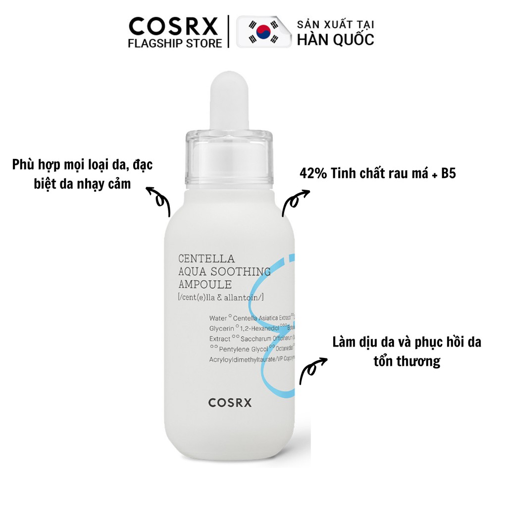 Combo Cấp Nước Và Dịu Da (Rau Má, B5, Trà Xanh) COSRX Hydrium Soothing: Tinh Chất 40ml + Gel Dưỡng 50ml