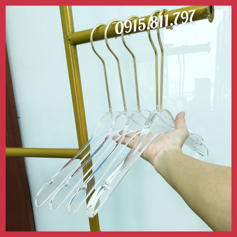 Moc treo quan ao - móc mika trong suốt treo quần áo sang chảnh,kích thước 38cm,dày 1cm,thích hợp cho mọi không gian shop