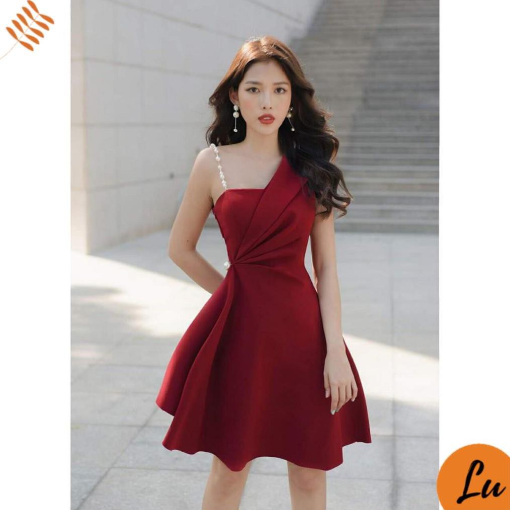 Váy Nữ Đẹp 💖FREESHIP💖 Đầm dự tiệc lệch vai 1 lên đính ngọc [Mẫu Mới 2021]