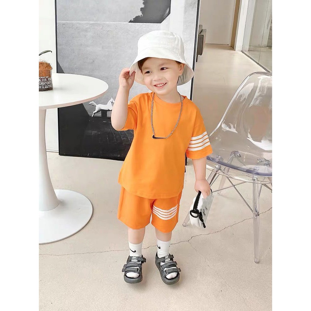 Bộ Cộc Tay Cho Bé Trai Bé Gái Kẻ Sọc, Áo Thun Trẻ Em Từ 1 Đến 5 Tuổi Chất Cotton Mềm Mimosa Shop Size 8-20kg BC4