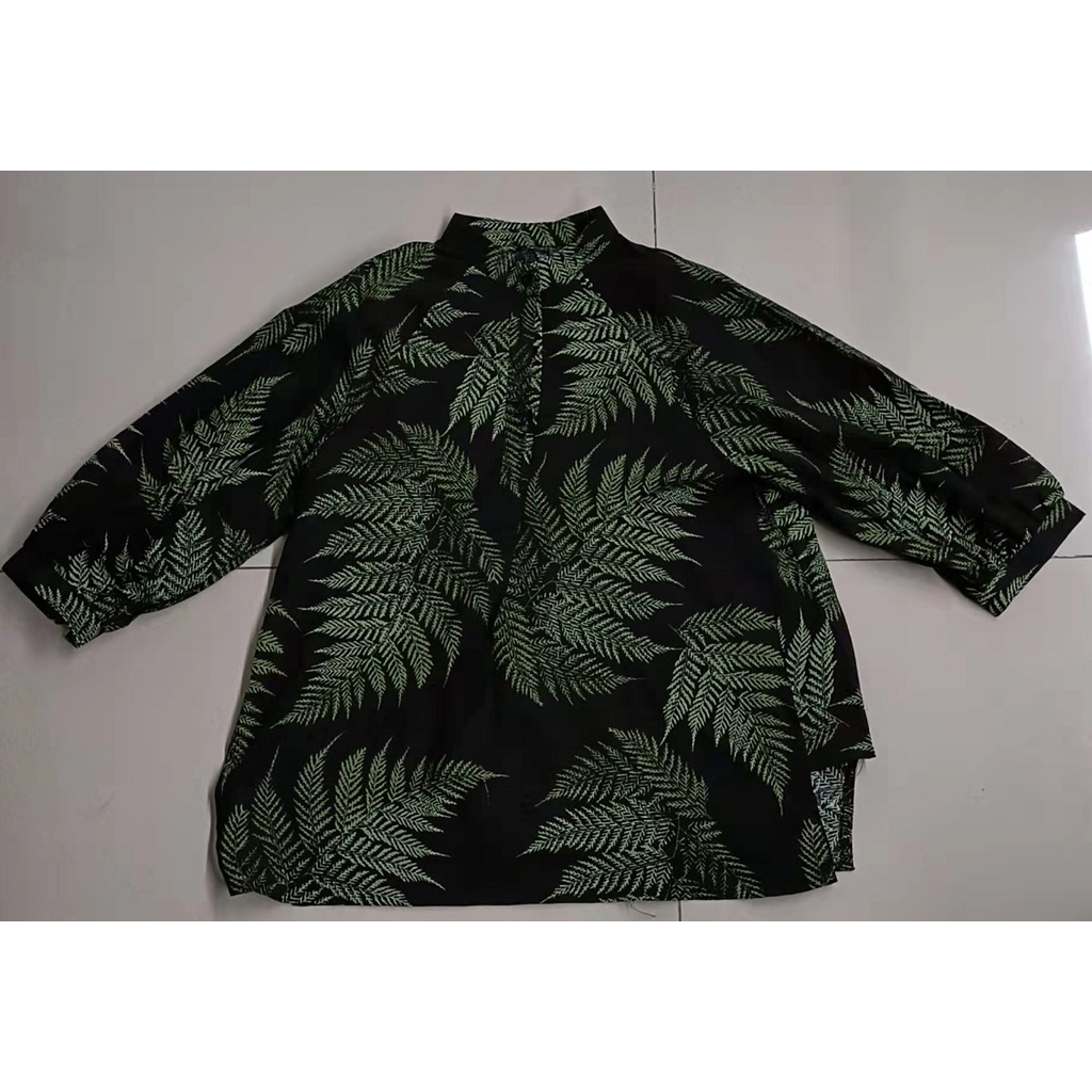 Áo kiểu ZANZEA dáng rộng tay lửng 3/4 cổ tròn họa tiết thực vật nhiệt đới mặc thường ngày