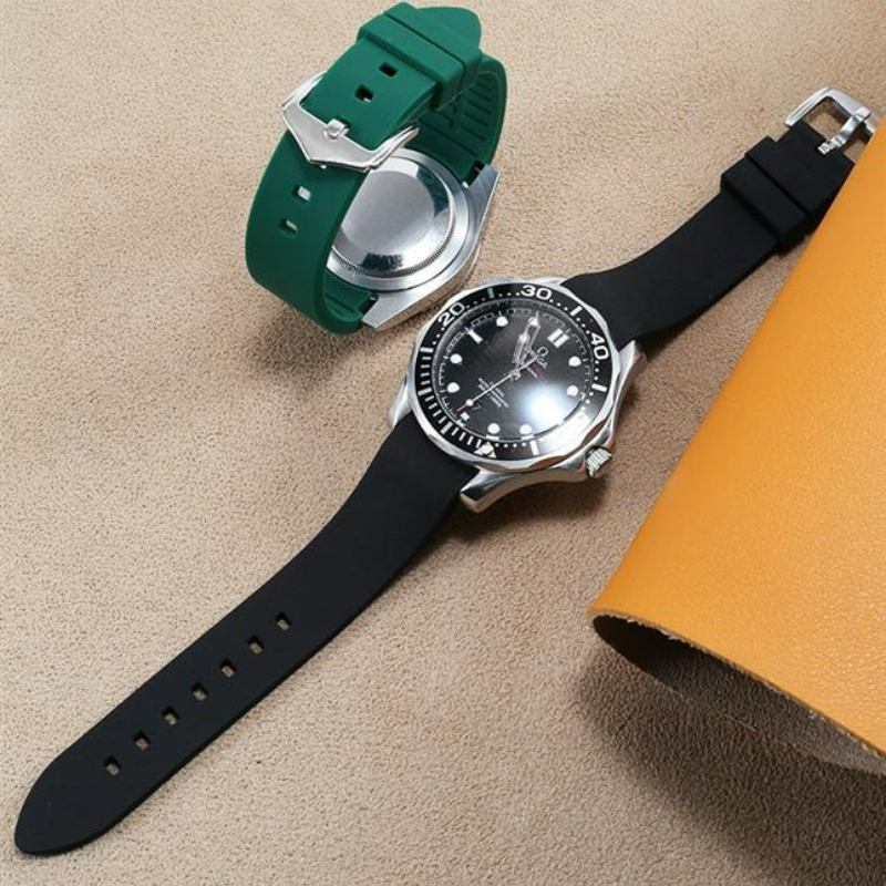 Dây Đeo Silicone 20mm Chống Nước Có Logo Cho Omega Swatch Seamaster 300 AT150 Series