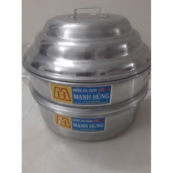 Bộ xửng hấp nhôm Mạnh Hùng size 46 ,bộ xửng hấp bánh 2 tầng ,xửng hấp bánh bao,rau,củ,quả,hải sản