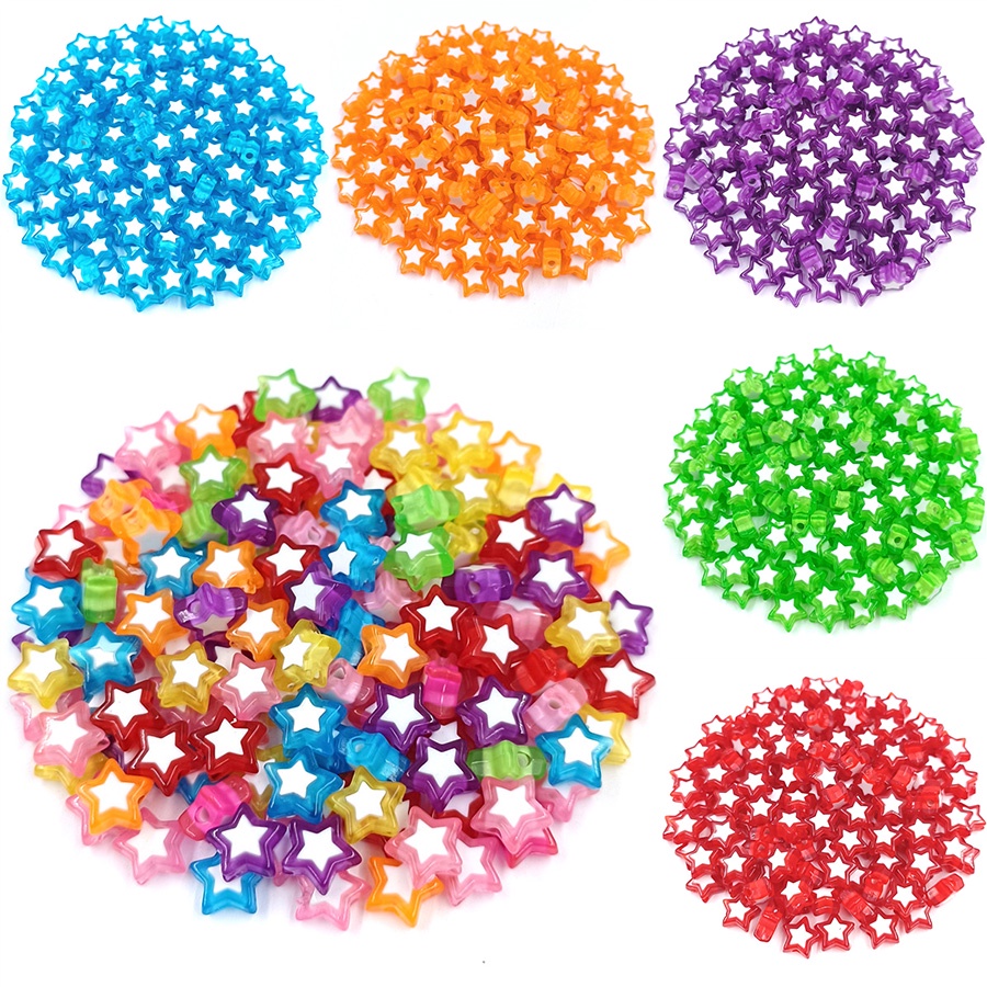 Set 20 Hạt Xỏ 10mm Hình Trái Tim/Ngôi Sao/Trái Tim Màu Sắc Ngọt Ngào Trang Trí Đồ Thủ Công