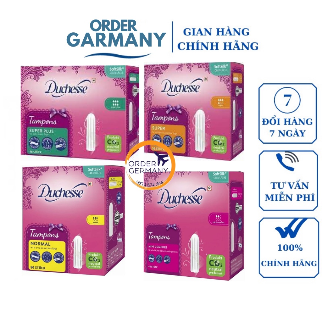 Tampon - Băng vệ sinh Tampon Duchesse/OB/Facelle/Jessa đầy đủ size- Hàng Nội Địa Đức
