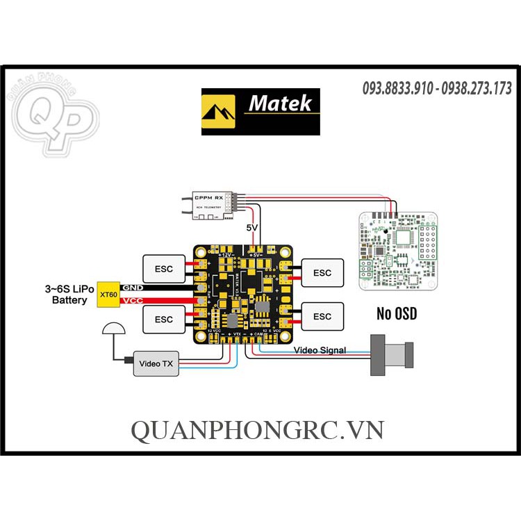 Mạch PDB Matek MINI POWER HUB W/ BEC 5V &amp; 12V