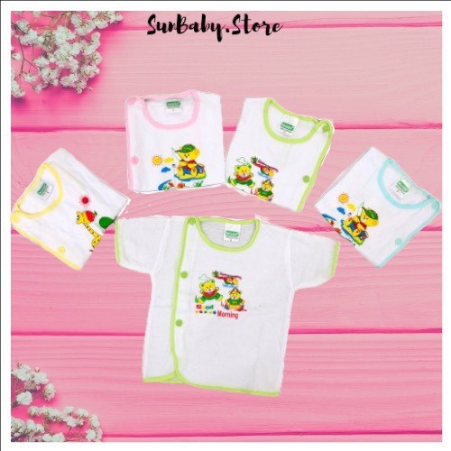 Áo sơ sinh ngắn tay màu trắng Bossini cúc lệch cho bé từ 3 đến 17kg
