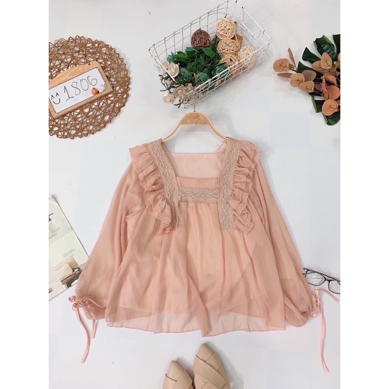 Áo bánh bèo pha ren- cao cấp B80