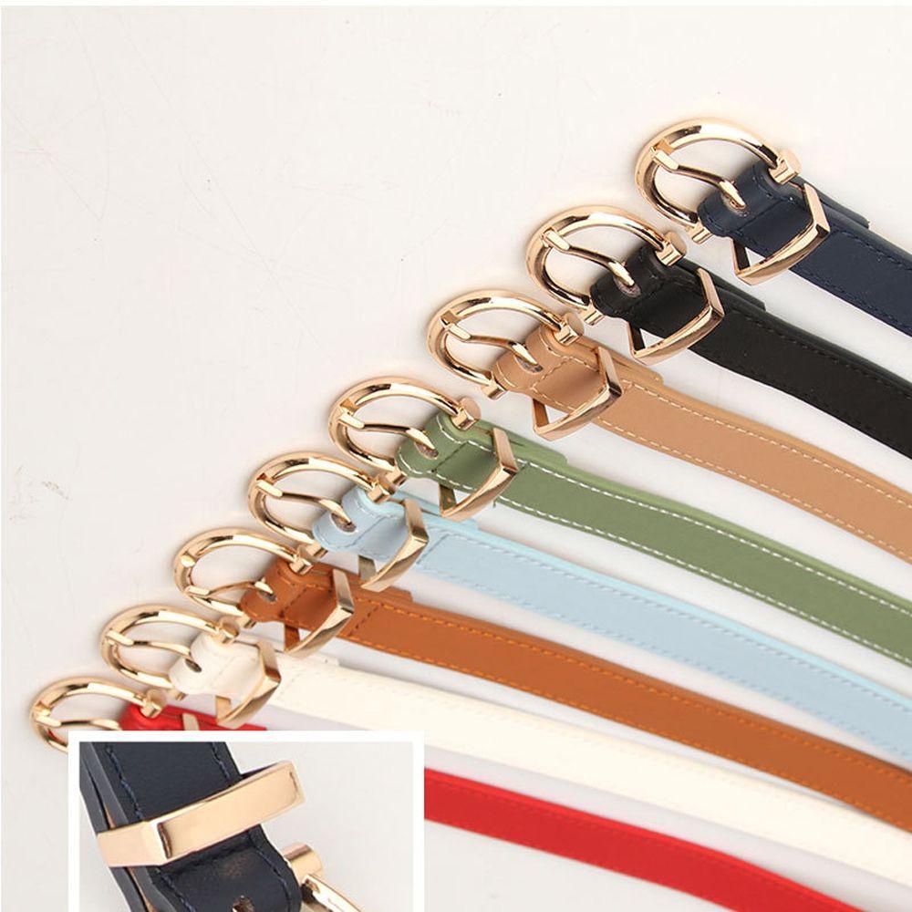 Thắt Lưng Da Pu Màu Trơn Khóa Kim Loại Thời Trang Cho Nữ