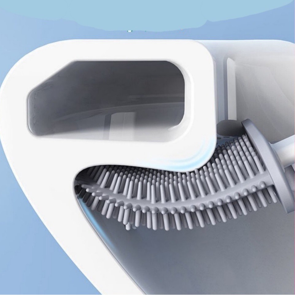 Chổi Cọ Bồn Cầu Silicon, Chổi Cọ Toilet Silicon 2 Đầu Có Ống Cắm Sạch Sẽ Tiện Lợi