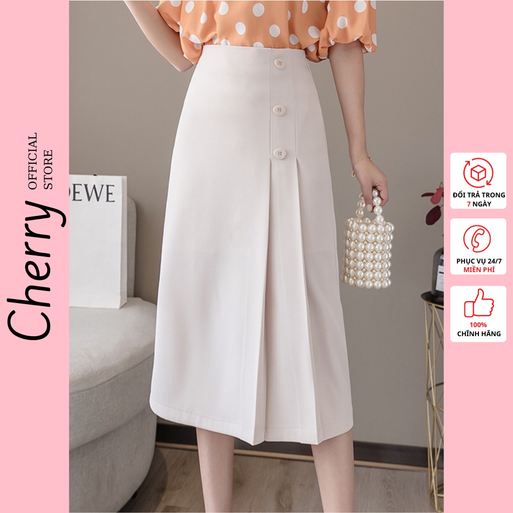 Chân váy dài chữ a công sở xếp ly cao cấp chất đẹp CHERRY V050