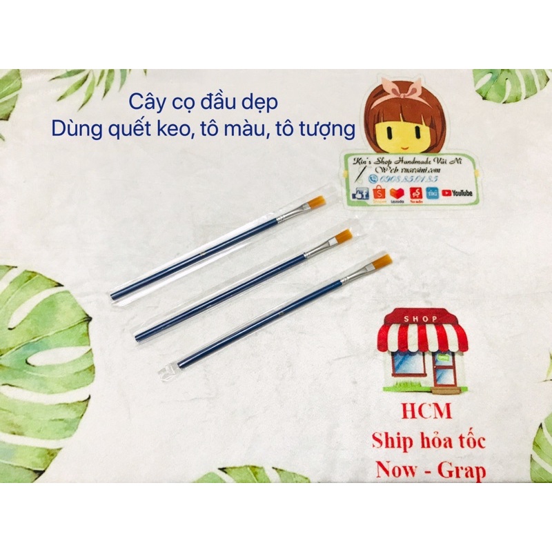 Cây cọ đầu dẹp dùng quết keo sữa, tô vẽ tranh, sơn màu nước, tô tượng, dùng làm đồ handmade