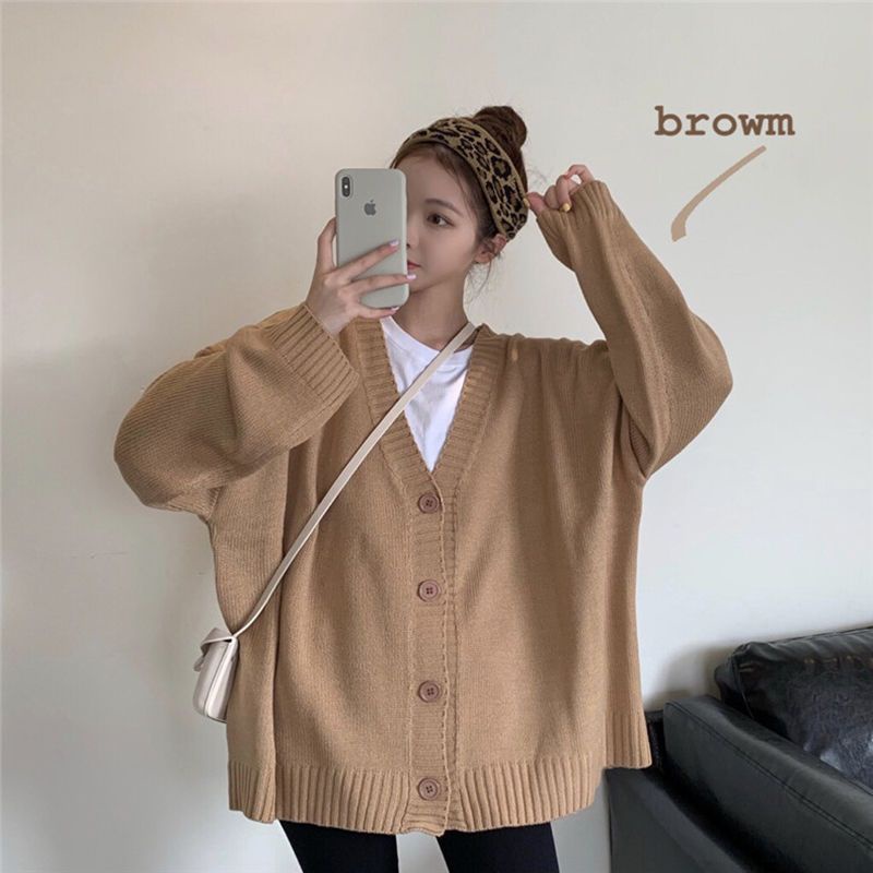 Áo Khoác Cardigan Thun Len Tay Dài Form Rộng