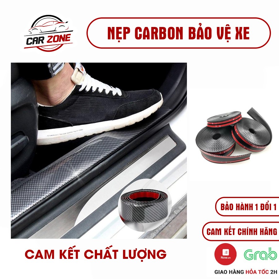 Nẹp chống xước bước chân cửa xe ô tô, nẹp cacbon bảo vệ xe bản 3cm, 5cm, 7cm