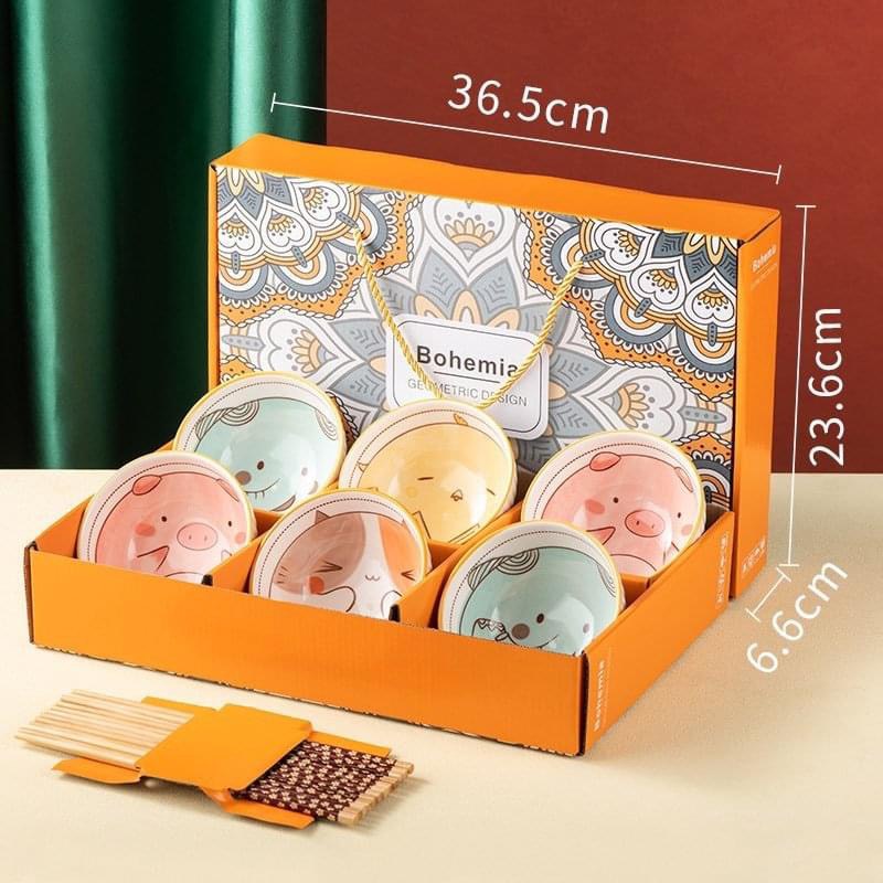 Set/Bộ 6 bát ăn cơm hình động vật siêu ngộ nghĩnh và đáng yêu bát ăn dặm cho bé