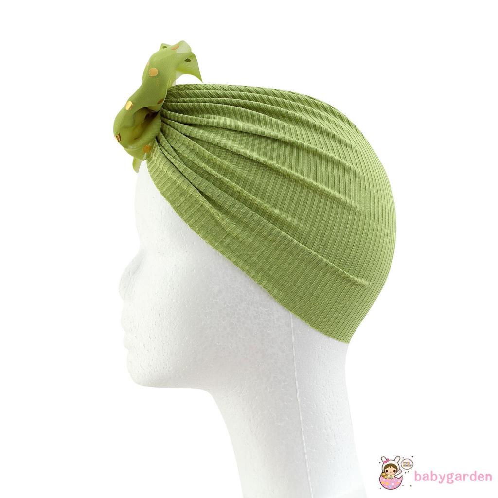 Mũ turban trùm đầu dệt kim đính nơ trang trí phụ kiện cho bé sơ sinh