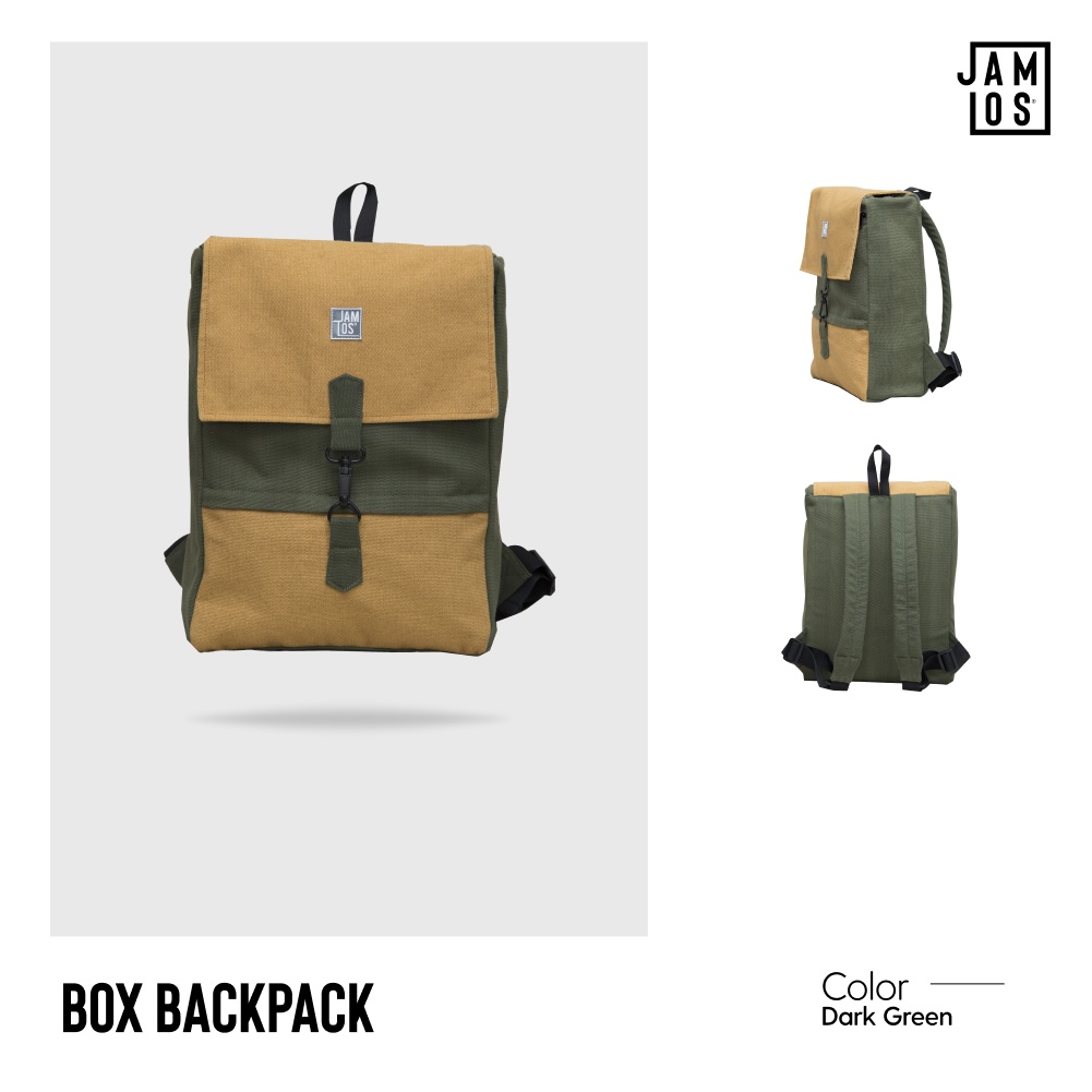 Jamlos Box Backpack - Balo vải canvas đi học du lịch thời trang chống sốc vừa laptop 13&quot; 15&quot; giấy A4