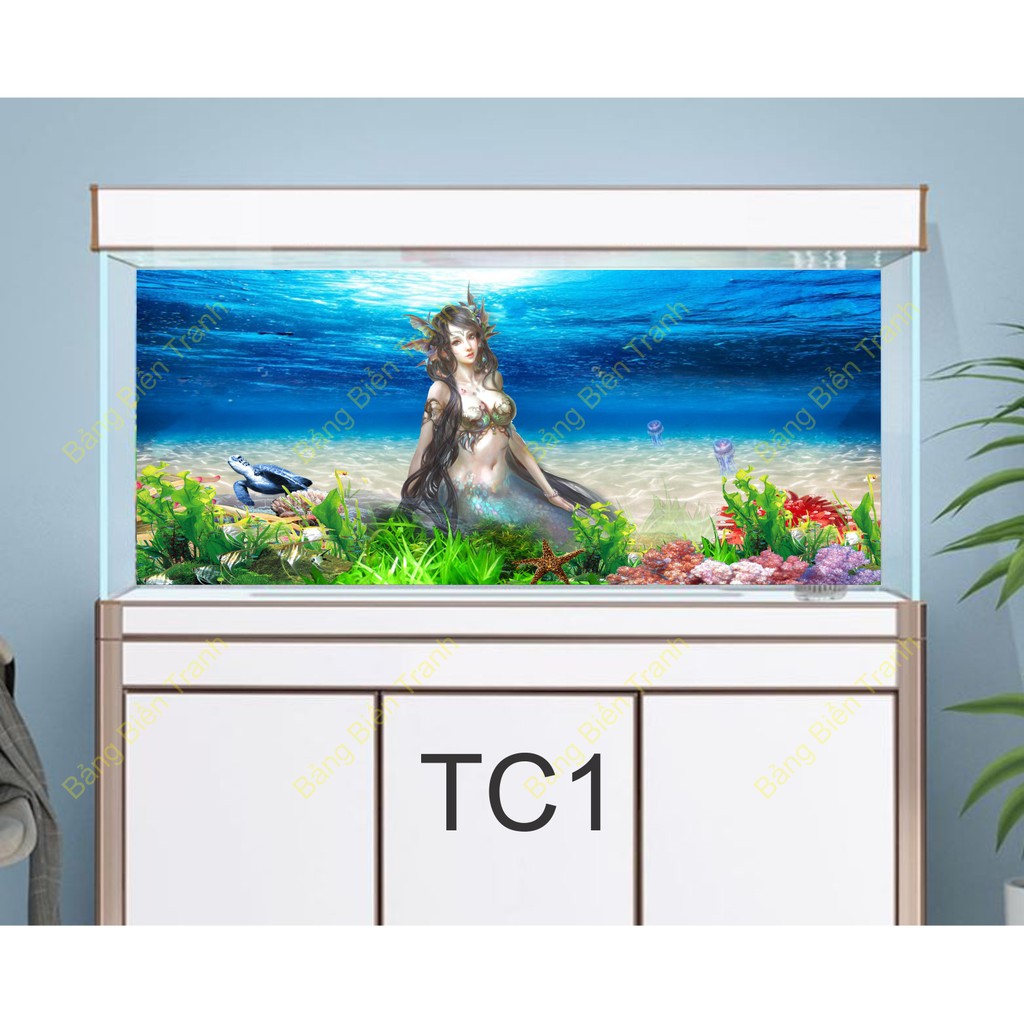 Tranh 3D dán bể cá mẫu tiên cá TC1