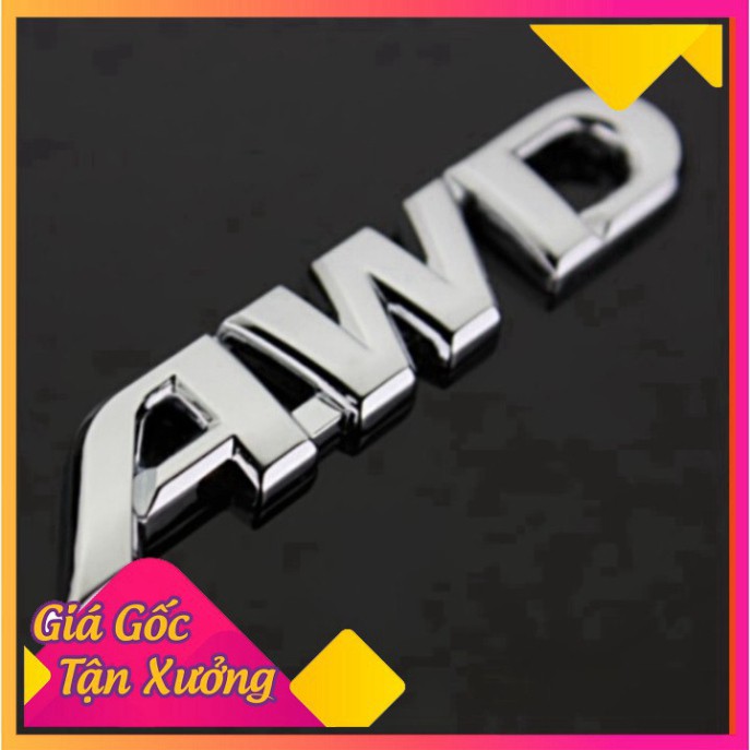 Decal tem chữ AWD inox dán ô tô G40108 MD