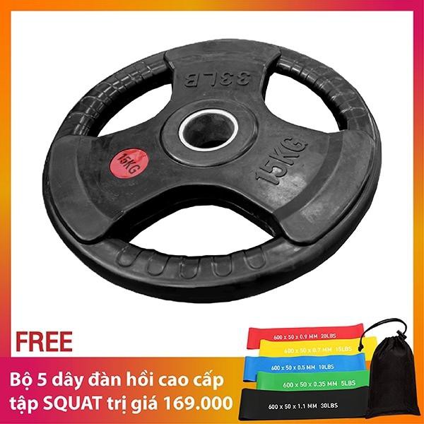 BG Tạ miếng 15kg 3 lỗ cao cấp bọc cao su non Thái Lan ( D:7cm) 15kg