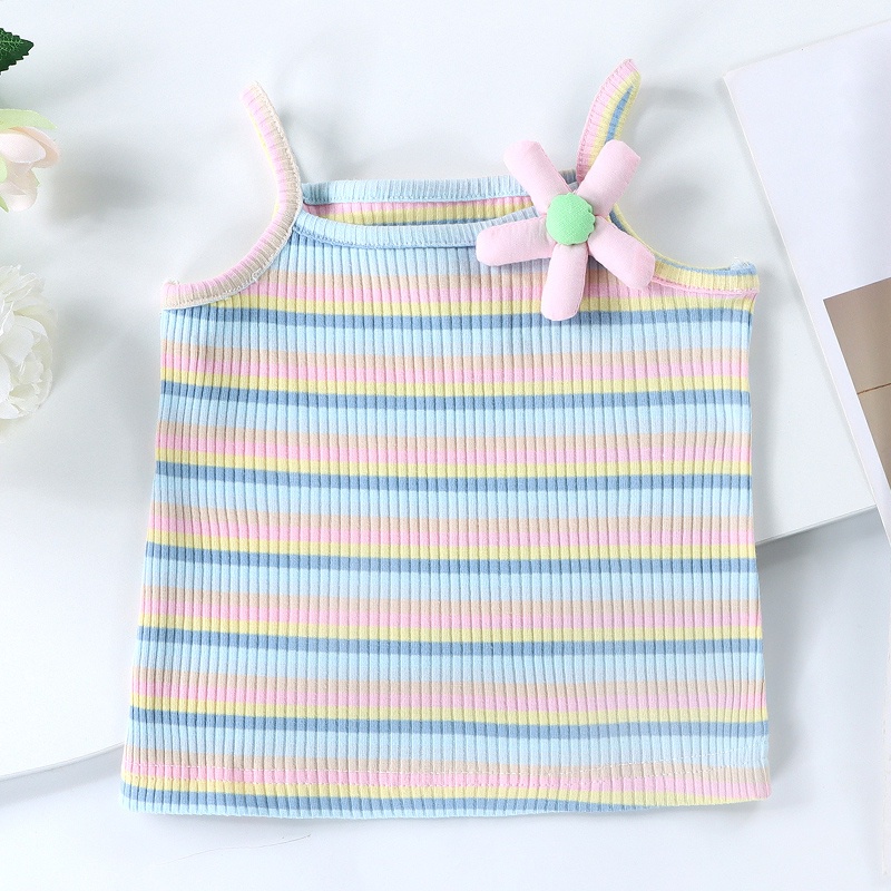 Áo Ba Lỗ Dễ Thương Phong Cách Hàn Quốc Thời Trang Mùa Hè Dành Cho Trẻ 0-5 Tuổi❤Áo Hai Dây Họa Tiết Sọc Cầu Vồng Dễ Thương Dành Cho Bé Gái