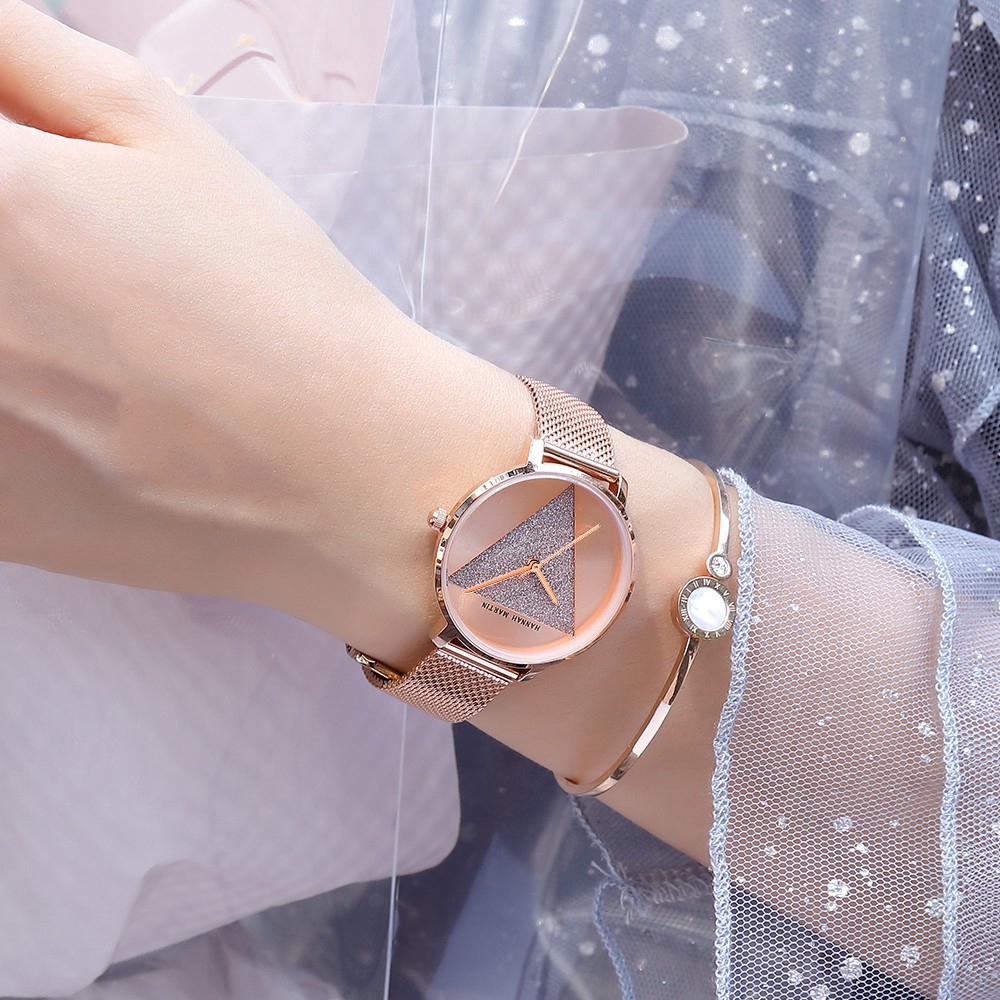 Đồng hồ nữ Hannah Martin 100% Original Women's Watches Quartz Stainless steel Strap mesh Girl Casual Waterproof COD Wrist watches Birthday Gift 1332