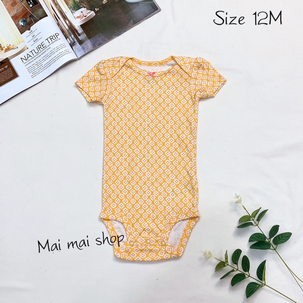 (9-12M chọn màu- gái) Body chip TAY NGẮN CÁNH TIÊN xuất dư cổ tròn, cổ đáp chéo cho bé gái sz 9-12M- Bộ liền thân cho bé